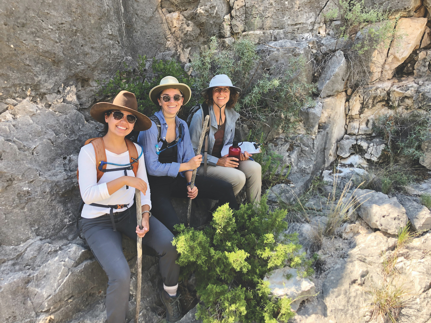 Learning by LeadingTM student Ellen Sanders-Raigosa (left) accompanies Arboretum and Public Garden staff on a collecting trip in Texas to find potential drought-tolerant trees for the UC Davis campus.