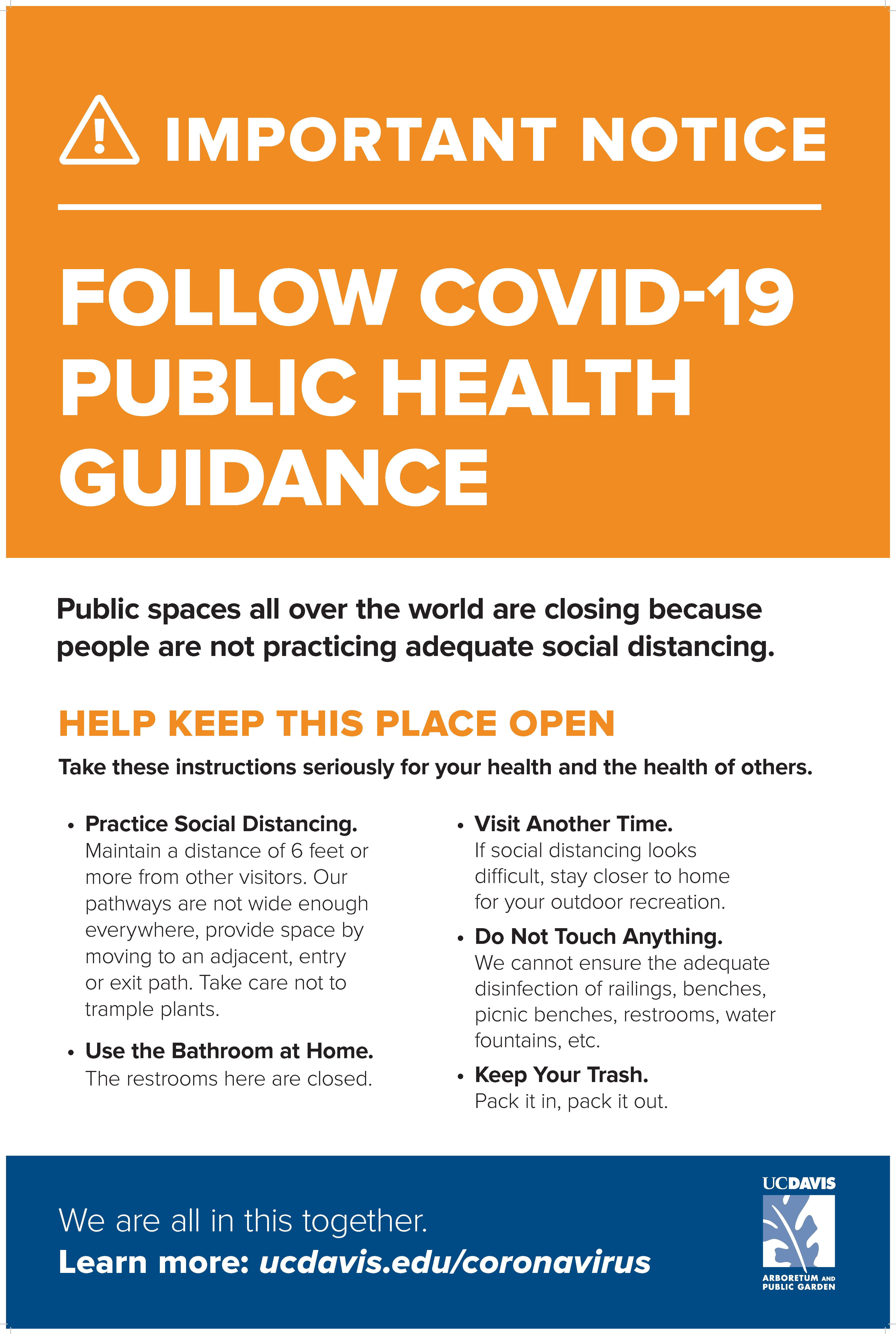 Poster showing how to visit outdoor spaces in accordance with public health guidelines.