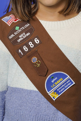 Girl Scout sash featuring the UC Davis Arboretum and Public Garden sash