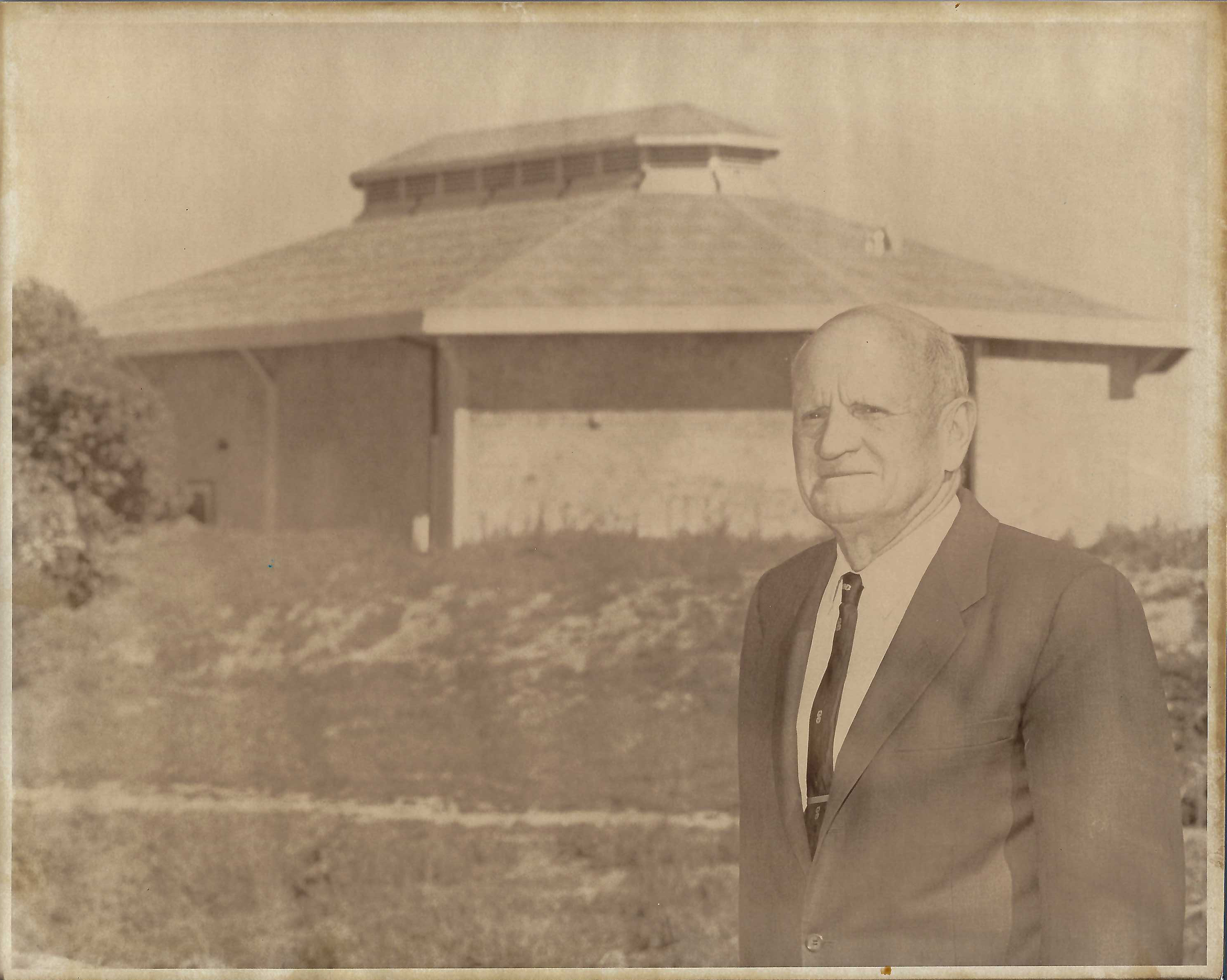 Image of Fred Wyatt in front of Wyatt Pavilion