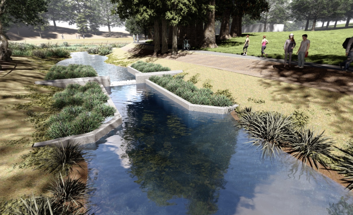 Rendering of a weir that will be installed Arboretum waterway