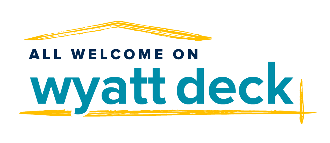 Image of All Welcome on Wyatt Deck wordmark.