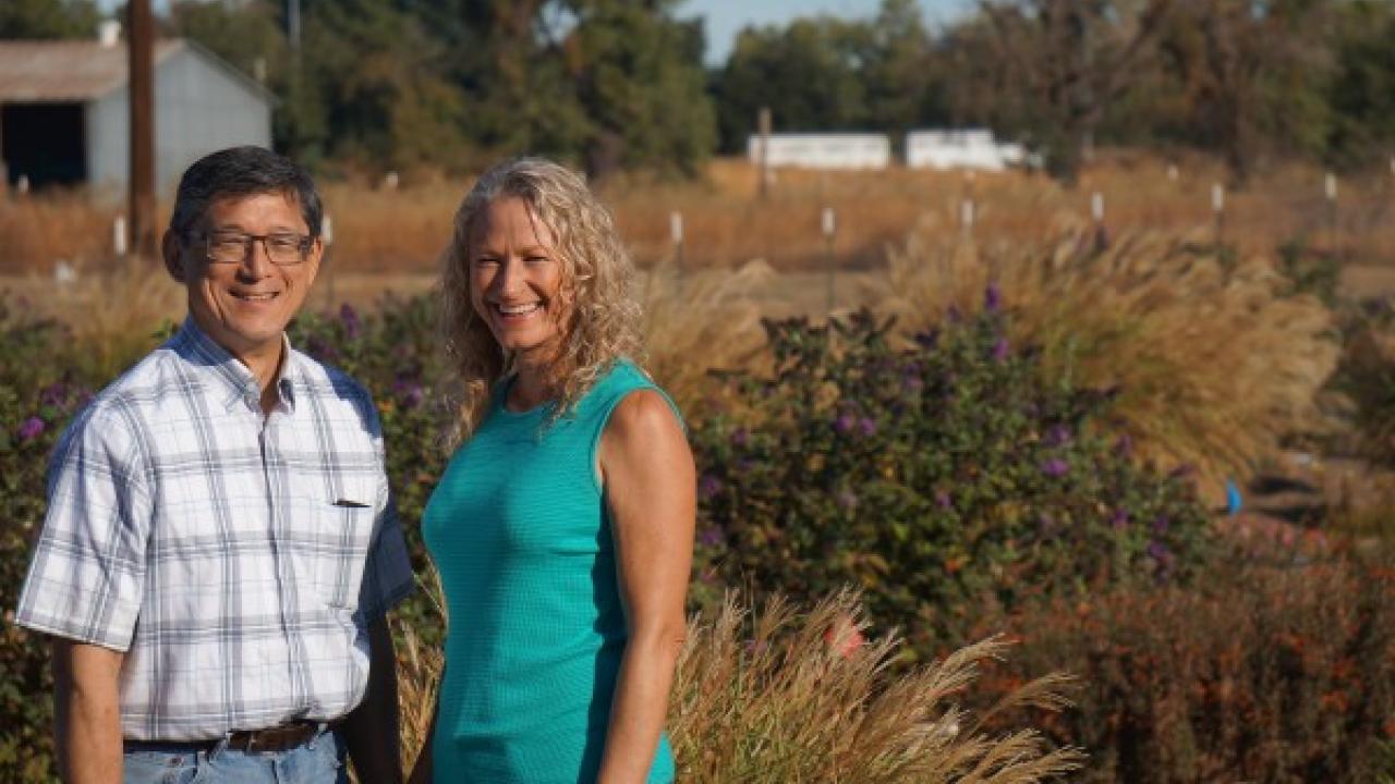 University of California Agriculture and Natural Resources researchers Loren Oki and Karrie Reid. Loren Oki and Karrie Reid