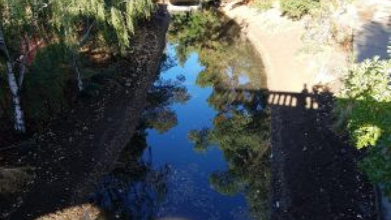 Waterway canal filled with rainwater