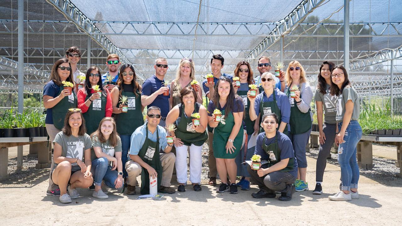 Nature Rx pilot program members standing in the Arboretum Plant Nursery in May 2019. 