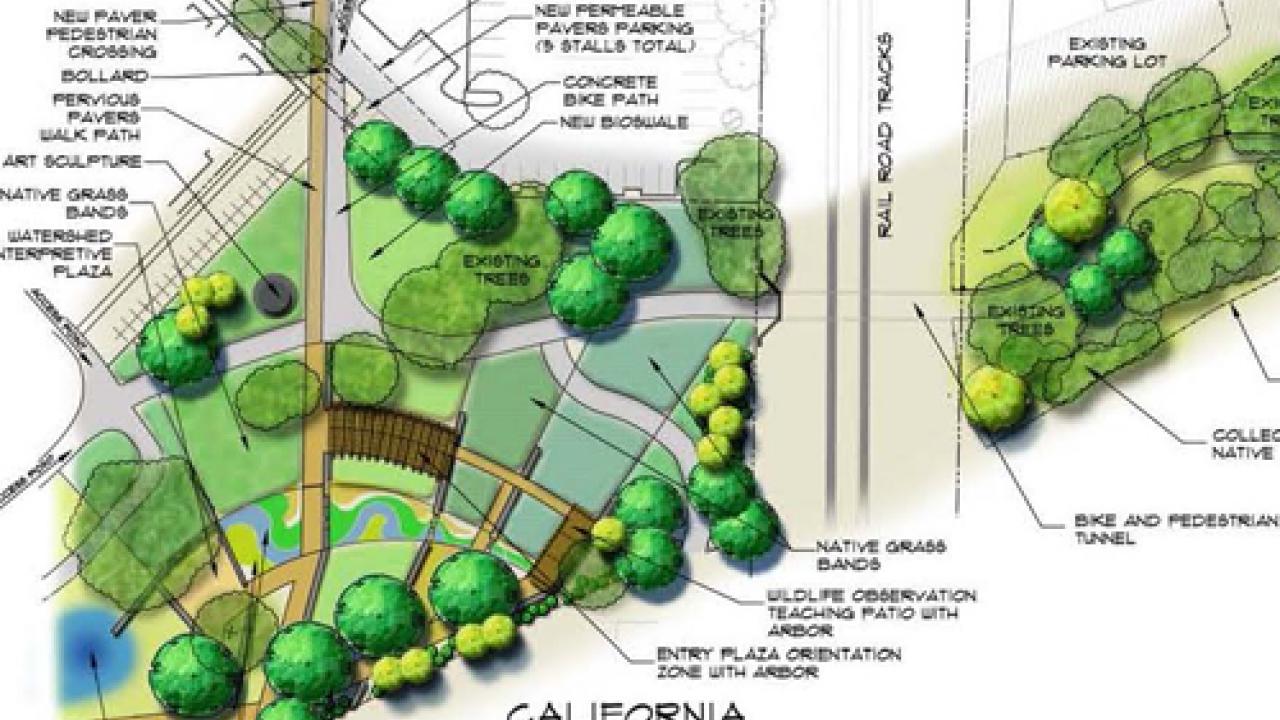Detail image of draft Downtown Davis Parkway Greening Project site plan