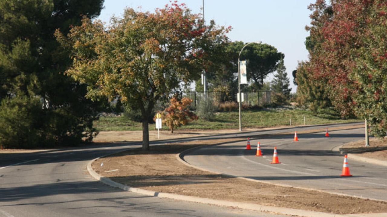 La Rue Road median after grass removal After grass removal