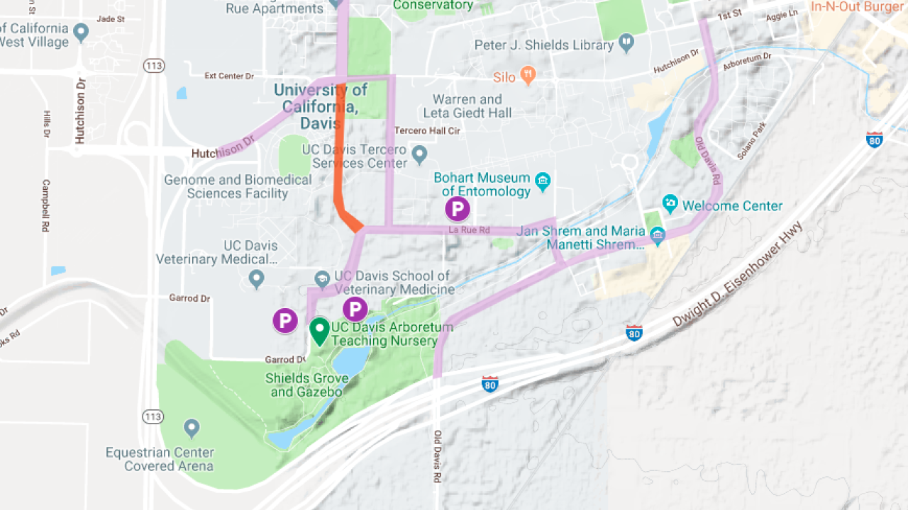 Image of detour to UC Davis Arboretum Teaching Nursery during plant sale on September 28, 2019.
