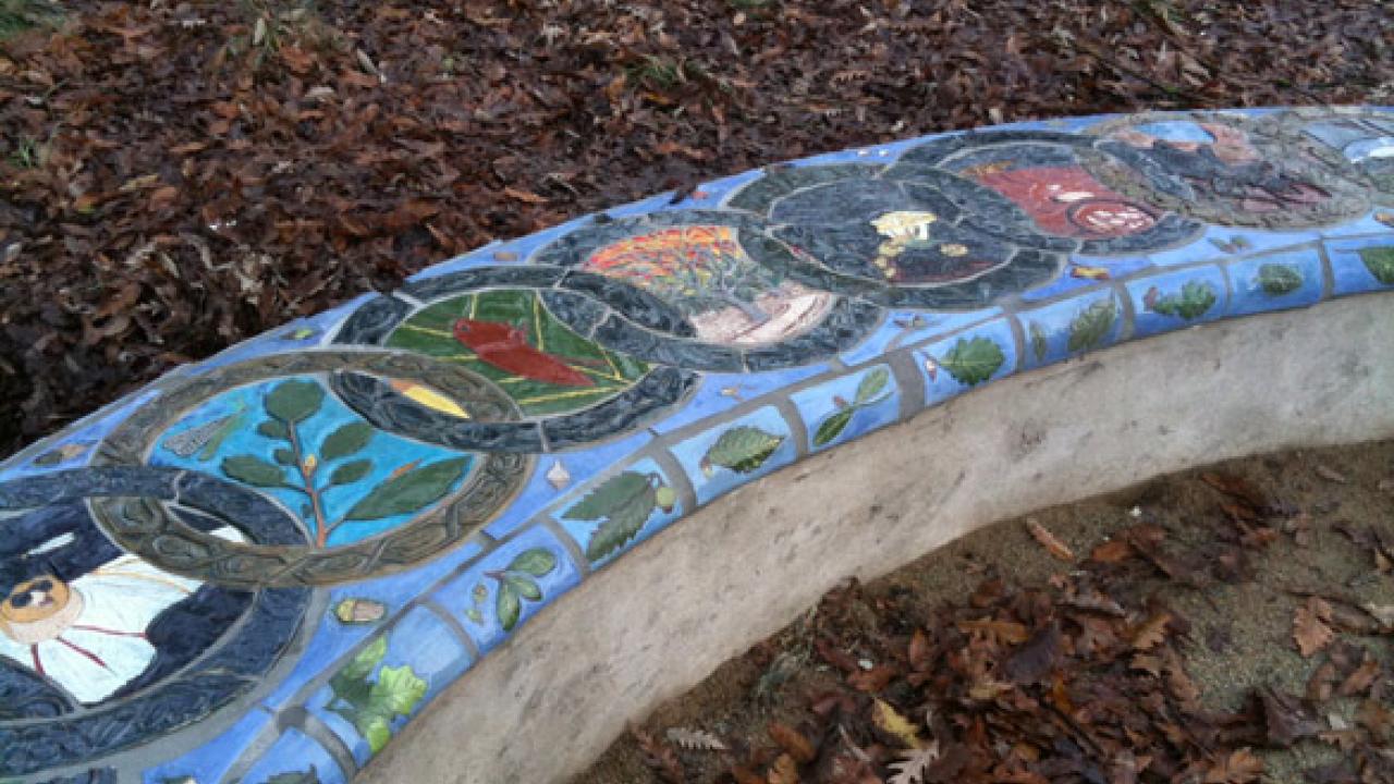 Ceramic tiles on bench