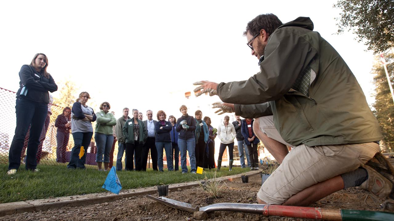 Staff GATEways horticulturist Ryan in the Arboretum Teaching Nursery 