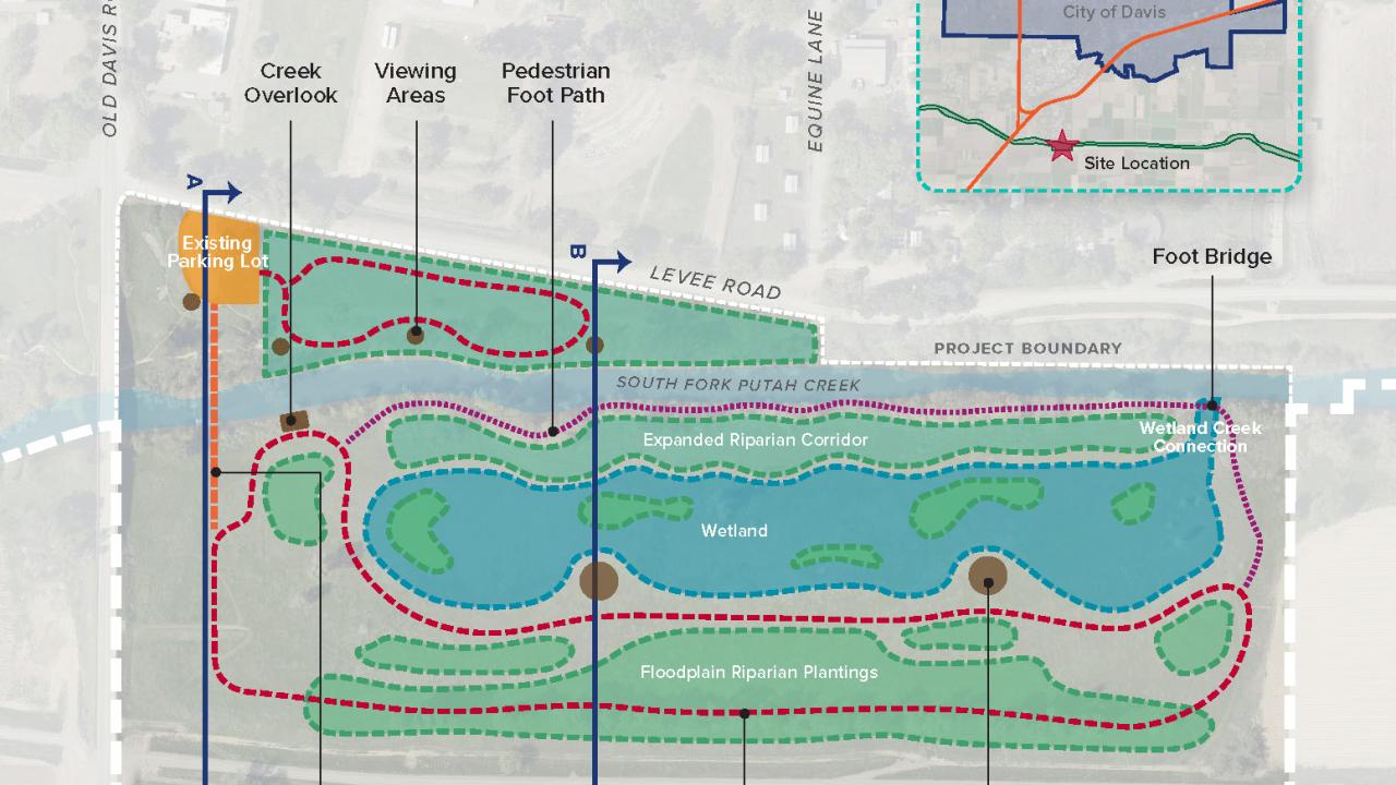 Image showing the Putah Creek Wetland restoration project area.