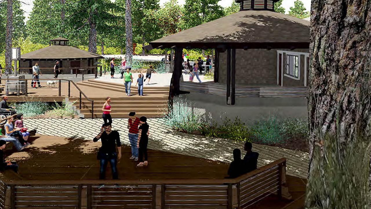 Rendering of new design for Wyatt Deck in the UC Davis Arboretum.
